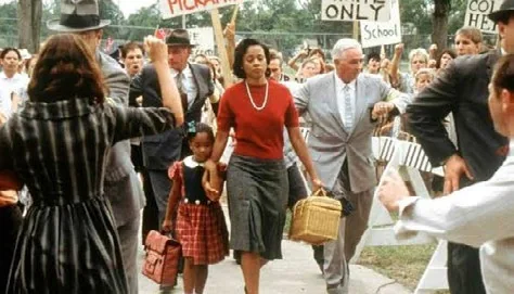 A crowd scene from the film Ruby Bridges