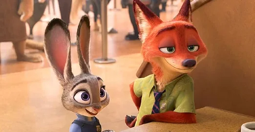 Judy Hopps and Nick Wilde in the animated film Zootopia
